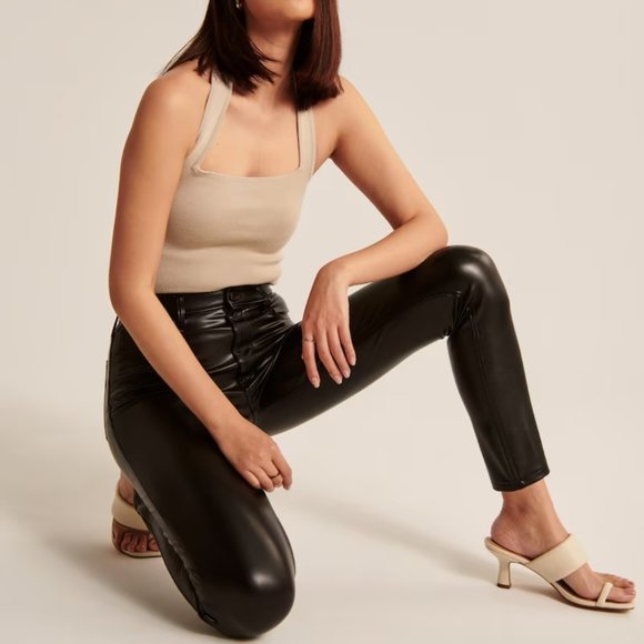 Abercrombie & Fitch Curve Love Vegan Leather Black Skinny Pants - Picture 6 of 11